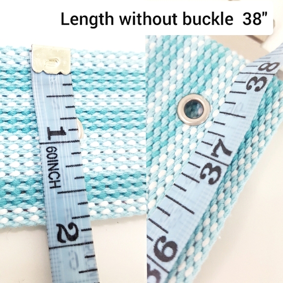 Unisex Web Belt💙 Blue Stripped Nylon Grommets Canvas | Metal Buckle - Picture 8 of 8